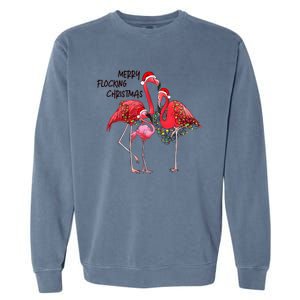 Merry Flocking Christmas Day Pink Flamingo Xmas Holidays Gift Garment-Dyed Sweatshirt