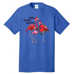 Merry Flocking Christmas Day Pink Flamingo Xmas Holidays Gift Tall T-Shirt