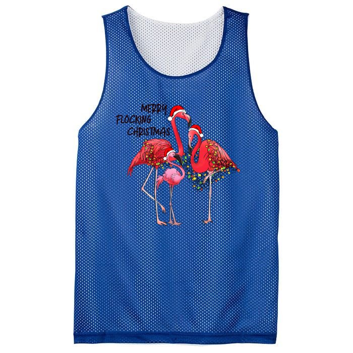 Merry Flocking Christmas Day Pink Flamingo Xmas Holidays Gift Mesh Reversible Basketball Jersey Tank