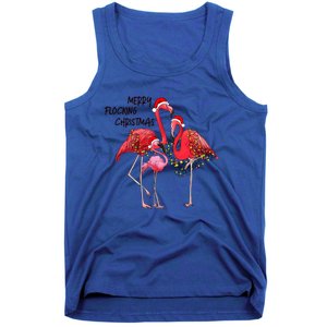 Merry Flocking Christmas Day Pink Flamingo Xmas Holidays Gift Tank Top