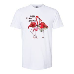 Merry Flocking Christmas Day Pink Flamingo Xmas Holidays Gift Softstyle CVC T-Shirt