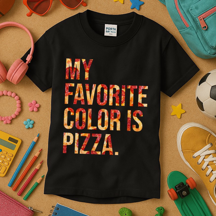 My Favorite Color Is Pizza Kids T-Shirt