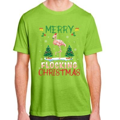 Merry Flocking Christmas Flamingo Pink In Santa Hat Gift Fun Great Gift Adult ChromaSoft Performance T-Shirt