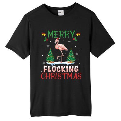 Merry Flocking Christmas Flamingo Pink In Santa Hat Gift Fun Great Gift Tall Fusion ChromaSoft Performance T-Shirt