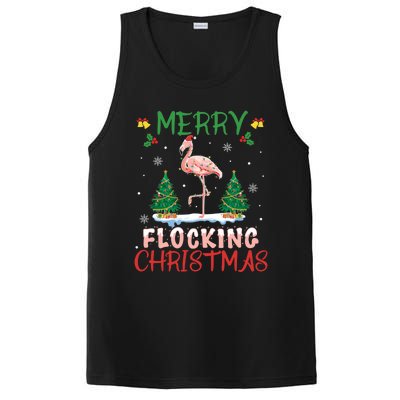 Merry Flocking Christmas Flamingo Pink In Santa Hat Gift Fun Great Gift PosiCharge Competitor Tank