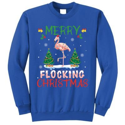 Merry Flocking Christmas Flamingo Pink In Santa Hat Gift Fun Great Gift Sweatshirt