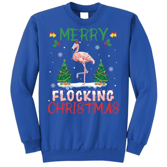 Merry Flocking Christmas Flamingo Pink In Santa Hat Gift Fun Great Gift Sweatshirt