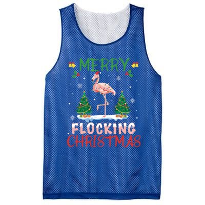 Merry Flocking Christmas Flamingo Pink In Santa Hat Gift Fun Great Gift Mesh Reversible Basketball Jersey Tank