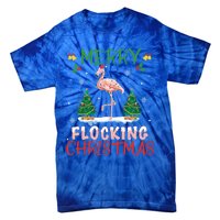 Merry Flocking Christmas Flamingo Pink In Santa Hat Gift Fun Great Gift Tie-Dye T-Shirt