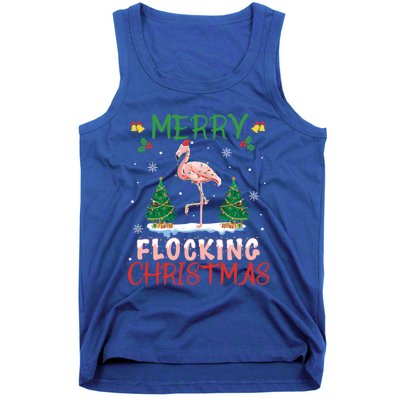 Merry Flocking Christmas Flamingo Pink In Santa Hat Gift Fun Great Gift Tank Top