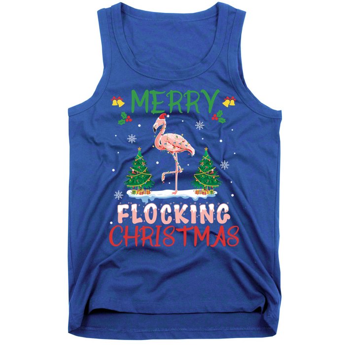 Merry Flocking Christmas Flamingo Pink In Santa Hat Gift Fun Great Gift Tank Top