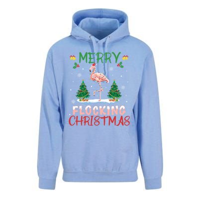 Merry Flocking Christmas Flamingo Pink In Santa Hat Gift Fun Great Gift Unisex Surf Hoodie