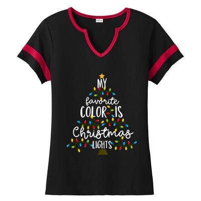 My Favorite Color Is Christmas Lights Gift Ladies Halftime Notch Neck Tee