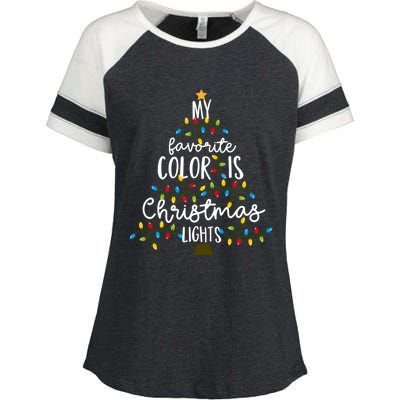 My Favorite Color Is Christmas Lights Gift Enza Ladies Jersey Colorblock Tee