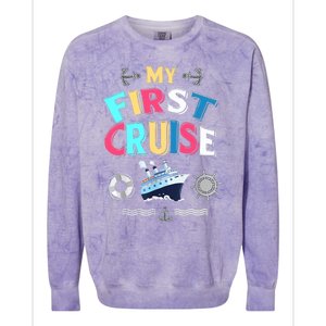 My First Cruise, Wo, Girl And Boy Rookie Travelers Colorblast Crewneck Sweatshirt