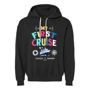 My First Cruise, Wo, Girl And Boy Rookie Travelers Garment-Dyed Fleece Hoodie