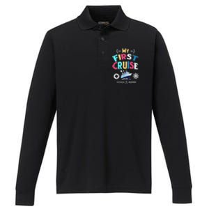 My First Cruise, Wo, Girl And Boy Rookie Travelers Performance Long Sleeve Polo