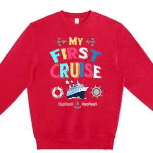 My First Cruise, Wo, Girl And Boy Rookie Travelers Premium Crewneck Sweatshirt