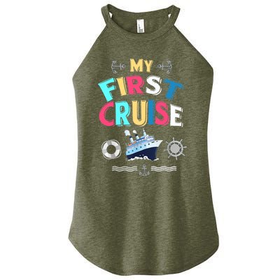 My First Cruise, Wo, Girl And Boy Rookie Travelers Women’s Perfect Tri Rocker Tank