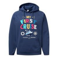 My First Cruise, Wo, Girl And Boy Rookie Travelers Performance Fleece Hoodie