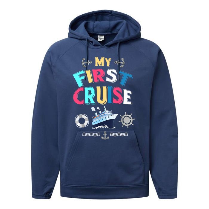 My First Cruise, Wo, Girl And Boy Rookie Travelers Performance Fleece Hoodie