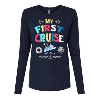 My First Cruise, Wo, Girl And Boy Rookie Travelers Womens Cotton Relaxed Long Sleeve T-Shirt