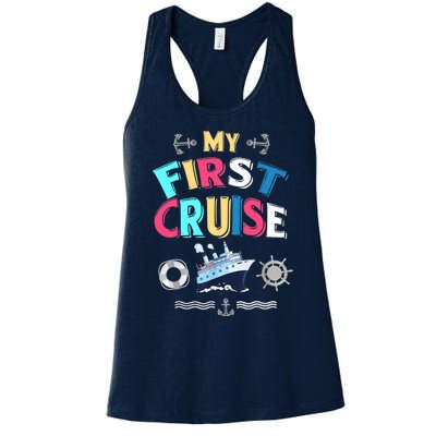 My First Cruise, Wo, Girl And Boy Rookie Travelers Women's Racerback Tank