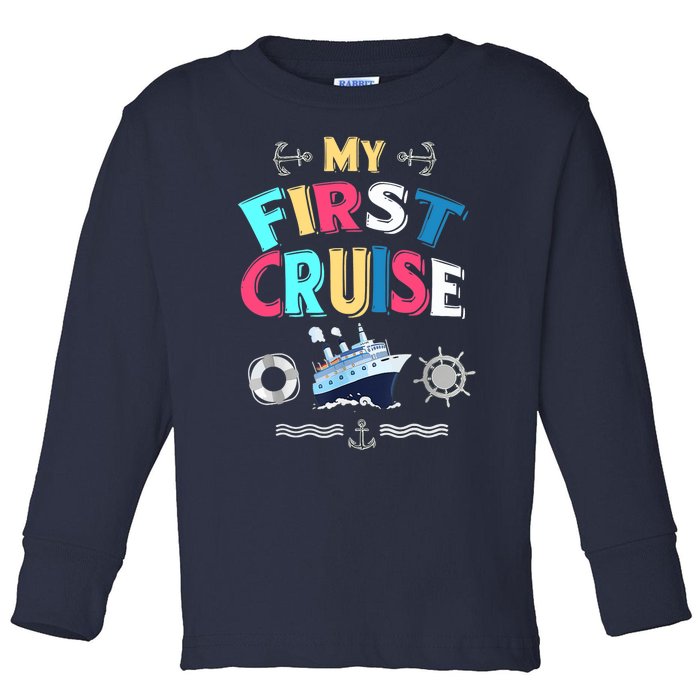 My First Cruise, Wo, Girl And Boy Rookie Travelers Toddler Long Sleeve Shirt