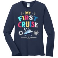 My First Cruise, Wo, Girl And Boy Rookie Travelers Ladies Long Sleeve Shirt