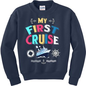 My First Cruise, Wo, Girl And Boy Rookie Travelers Kids Sweatshirt