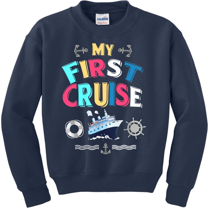 My First Cruise, Wo, Girl And Boy Rookie Travelers Kids Sweatshirt