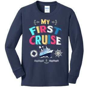 My First Cruise, Wo, Girl And Boy Rookie Travelers Kids Long Sleeve Shirt