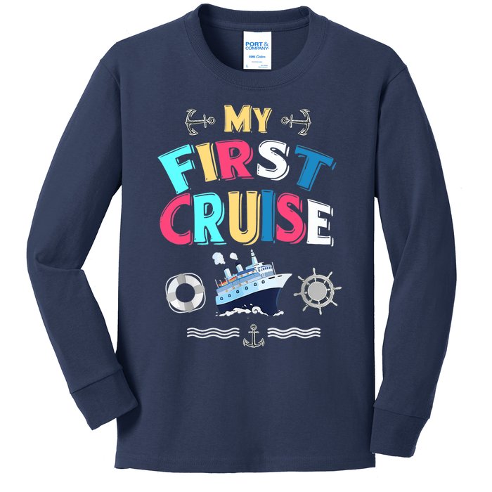 My First Cruise, Wo, Girl And Boy Rookie Travelers Kids Long Sleeve Shirt