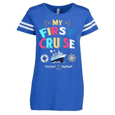 My First Cruise, Wo, Girl And Boy Rookie Travelers Enza Ladies Jersey Football T-Shirt