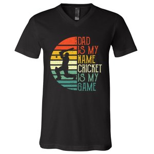 My Favorite Cricket Player Calls Me Dad Cricket Lover V-Neck T-Shirt