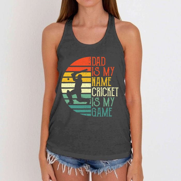 My Favorite Cricket Player Calls Me Dad Cricket Lover Women's Knotted Racerback Tank