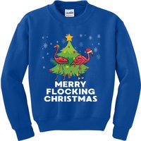 Merry Flocking Christmas Funny Xmas Flamingo Wading Bird Gift Kids Sweatshirt