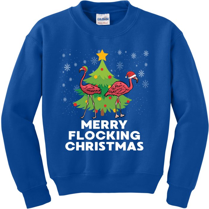 Merry Flocking Christmas Funny Xmas Flamingo Wading Bird Gift Kids Sweatshirt