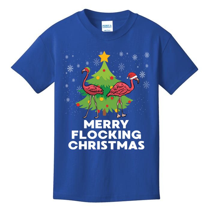 Merry Flocking Christmas Funny Xmas Flamingo Wading Bird Gift Kids T-Shirt