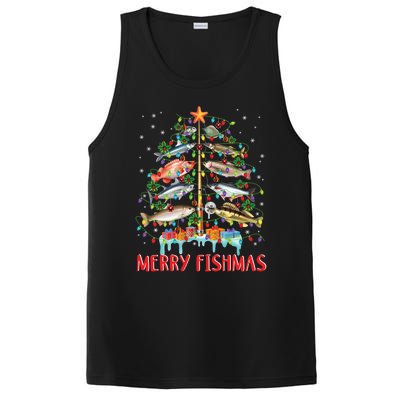 Merry Fishmas Christmas Tree Fish Funny Fishing Meaningful Gift PosiCharge Competitor Tank