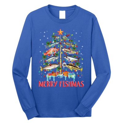 Merry Fishmas Christmas Tree Fish Funny Fishing Meaningful Gift Long Sleeve Shirt