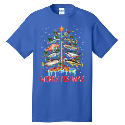 Merry Fishmas Christmas Tree Fish Funny Fishing Meaningful Gift Tall T-Shirt