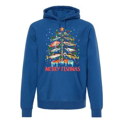 Merry Fishmas Christmas Tree Fish Funny Fishing Meaningful Gift Premium Hoodie