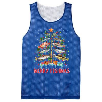 Merry Fishmas Christmas Tree Fish Funny Fishing Meaningful Gift Mesh Reversible Basketball Jersey Tank