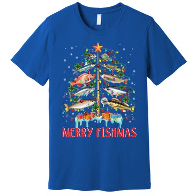 Merry Fishmas Christmas Tree Fish Funny Fishing Meaningful Gift Premium T-Shirt