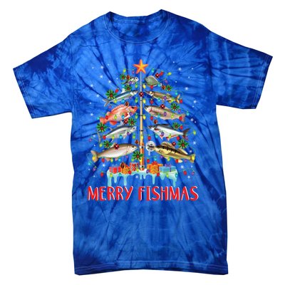 Merry Fishmas Christmas Tree Fish Funny Fishing Meaningful Gift Tie-Dye T-Shirt