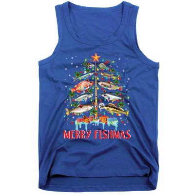 Merry Fishmas Christmas Tree Fish Funny Fishing Meaningful Gift Tank Top