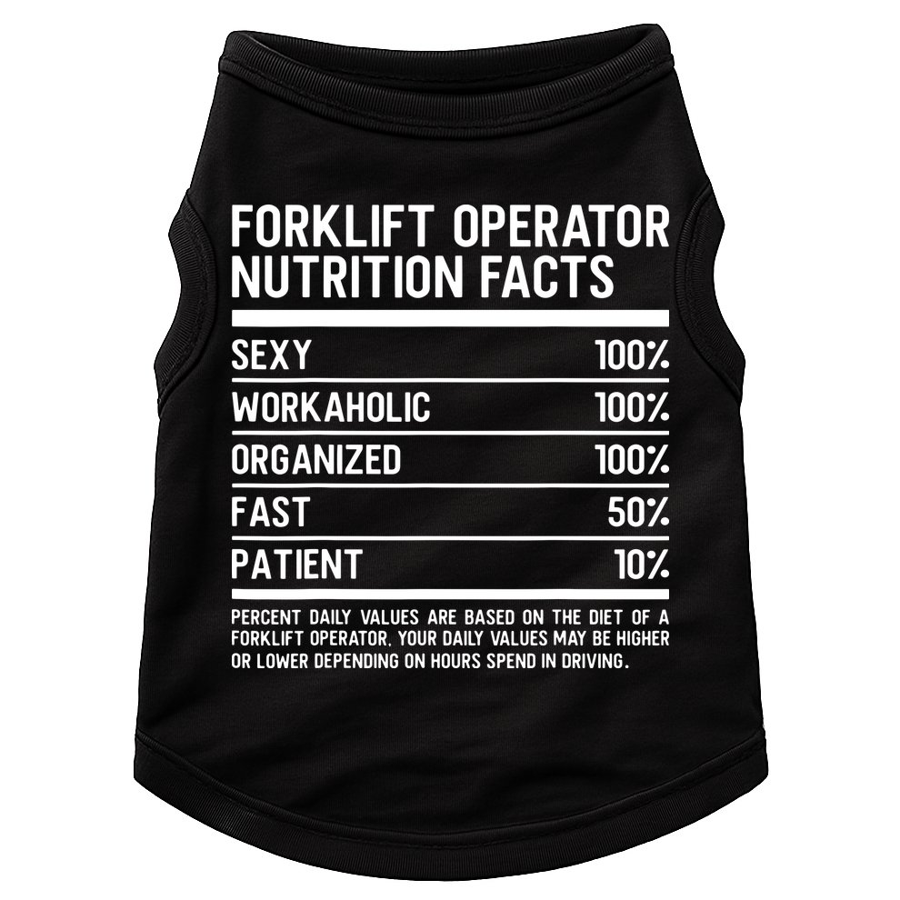 Men Funny Certified Forklift Operator Nutrition Facts Doggie Tank