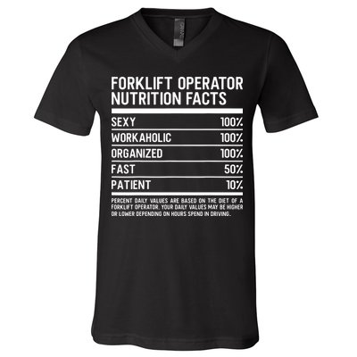 Men Funny Certified Forklift Operator Nutrition Facts V-Neck T-Shirt