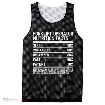 Men Funny Certified Forklift Operator Nutrition Facts Mesh Reversible Basketball Jersey Tank